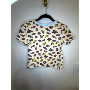 Retreat Los Angeles Womens Graphic Beach Print T Shirt Surf Summer Tee Size 8